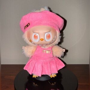 Labubu outfit- Velvety pink dress and hat